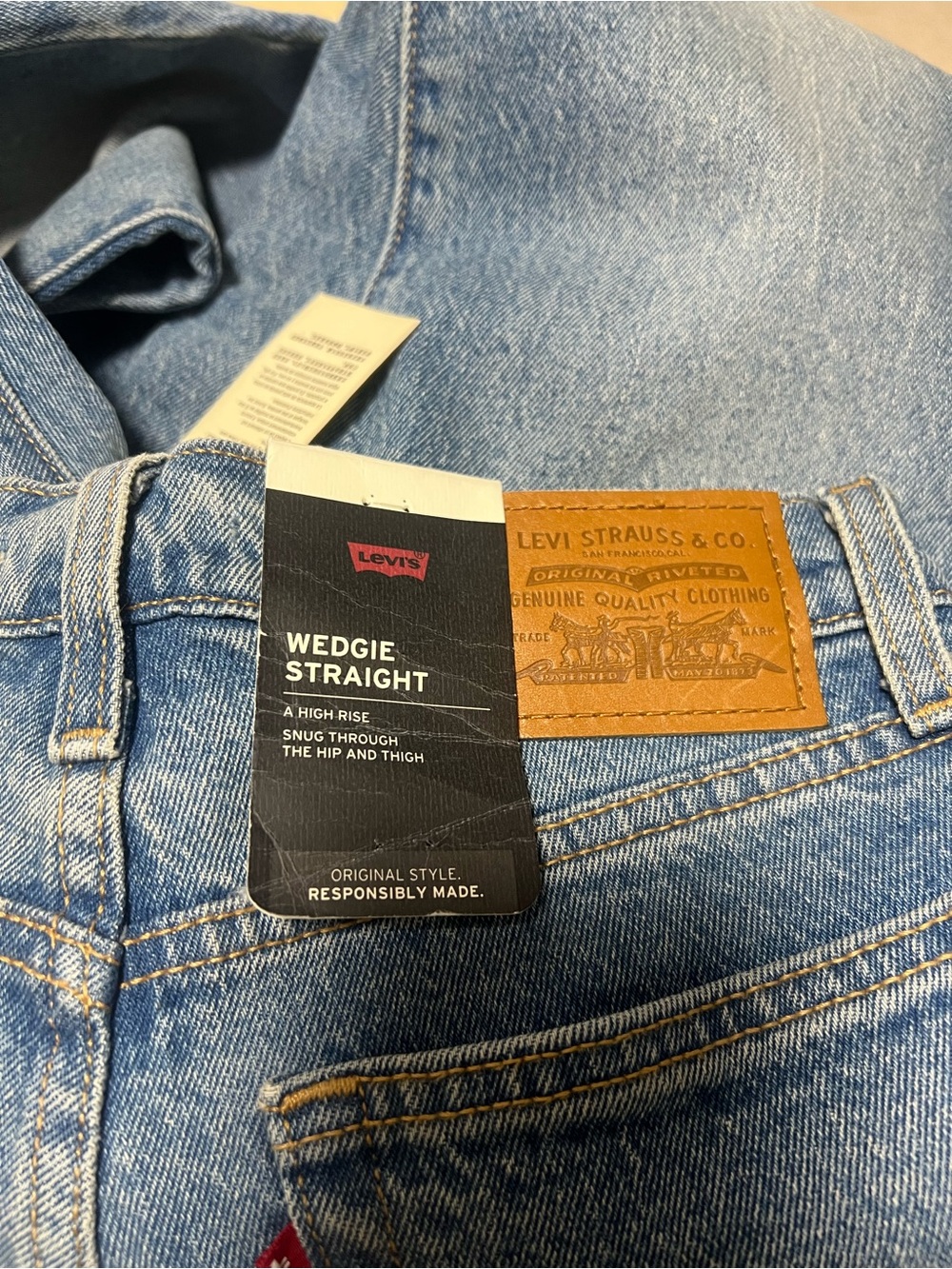 Levi’s Premium Wedgie Straight Jeans 24x26 High Rise Medium Wash NWT - Picture 5 of 6